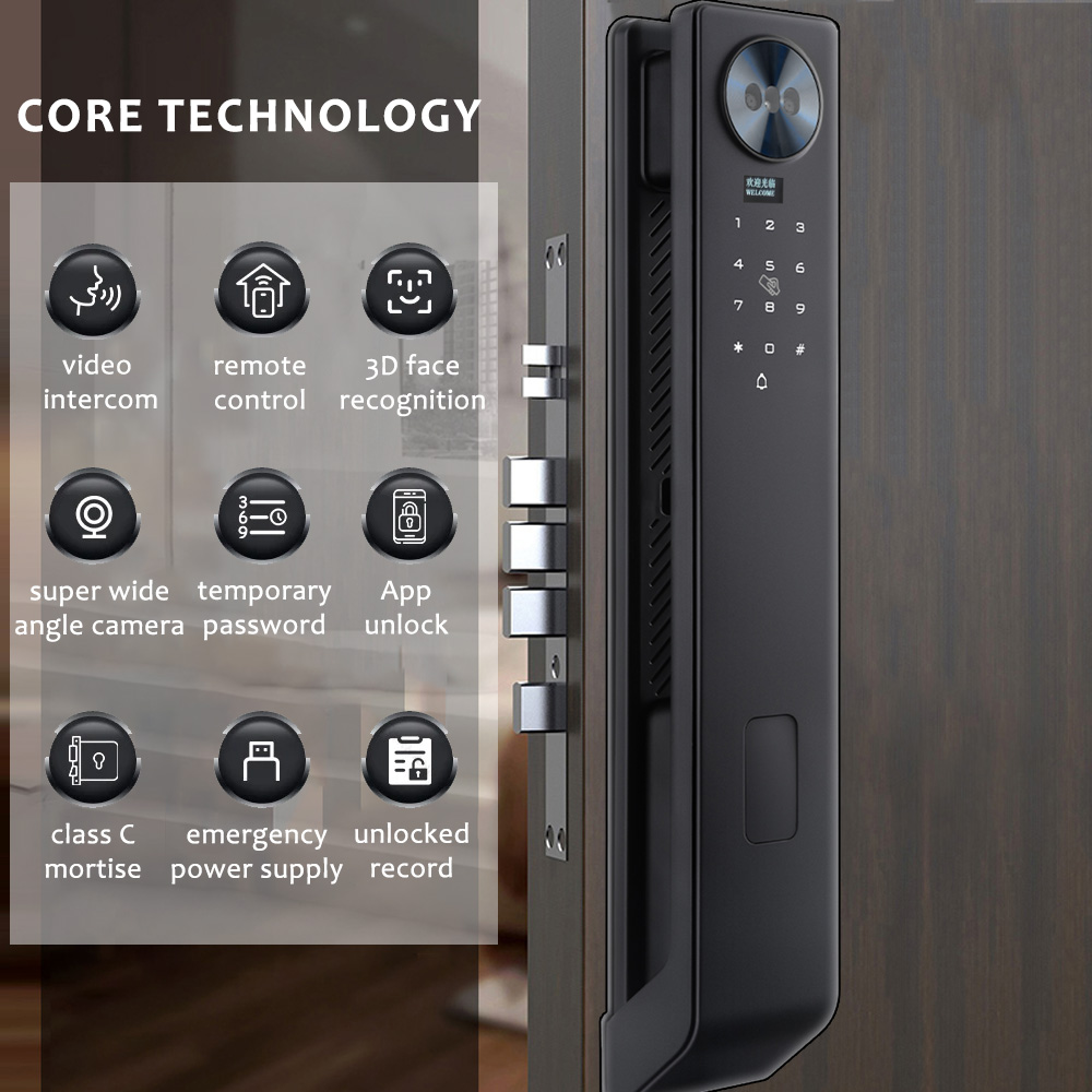 WF-MY6 core tech: 3D face/visual intercom/temp password/C-grade cylinder