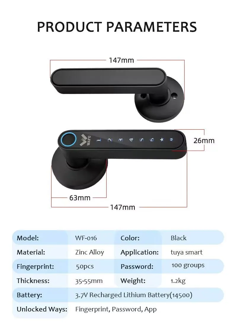 WAFU WF-016 Handle Lock —no-wire handle lock, fingerprint lock | detail image 13