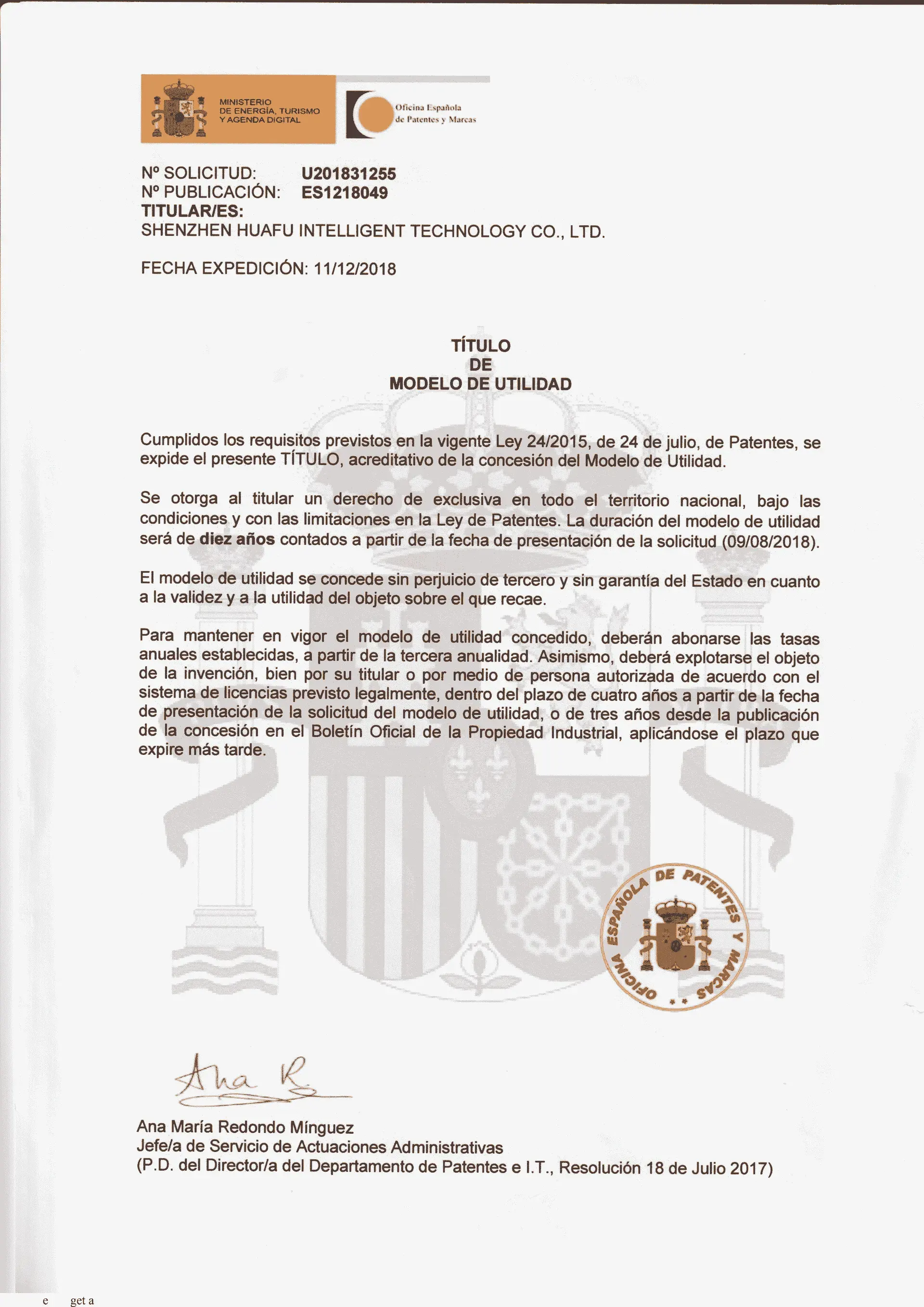 Certificati brevetto WAFU Germania Europa Cina