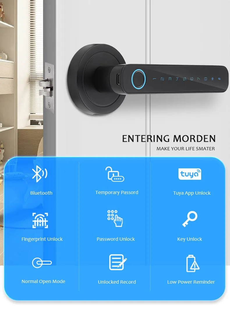 WAFU WF-F4 Fingerprint & Password Handle Lock —fingerprint password handle lock, dynamic password | detail image 2