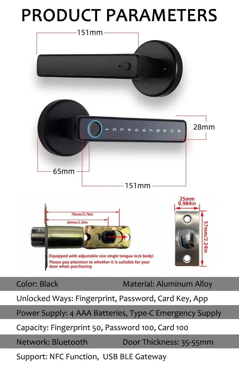 WAFU WF-F6 Fingerprint Handle Lock —fingerprint handle lock, Bluetooth door lock | detail image 19