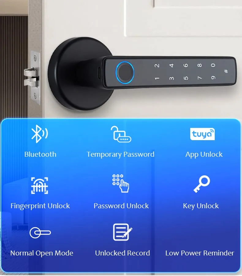 WAFU WF-F8 Fingerprint & Password Handle Lock —fingerprint password handle lock, large capacity | detail image 2
