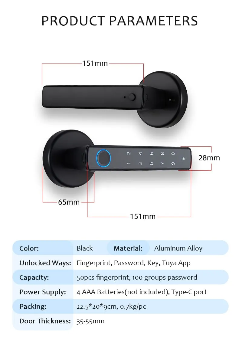 WAFU WF-F8 Fingerprint & Password Handle Lock —fingerprint password handle lock, large capacity | detail image 13