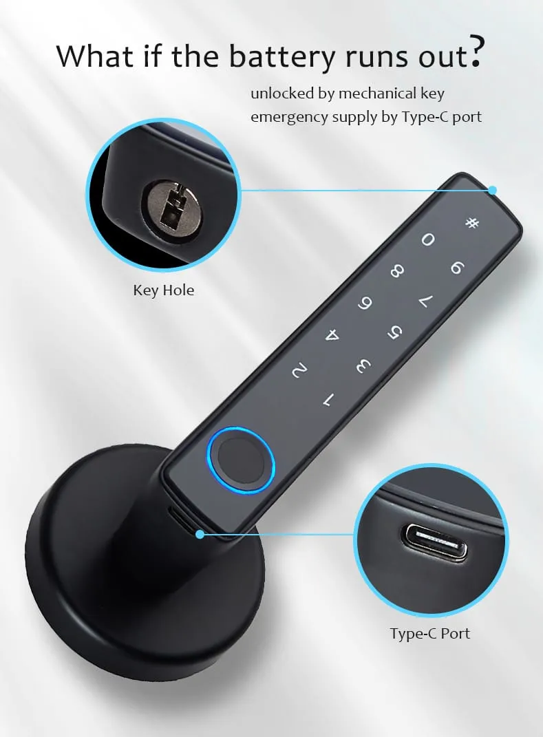 WAFU WF-F8 Fingerprint & Password Handle Lock —fingerprint password handle lock, large capacity | detail image 8