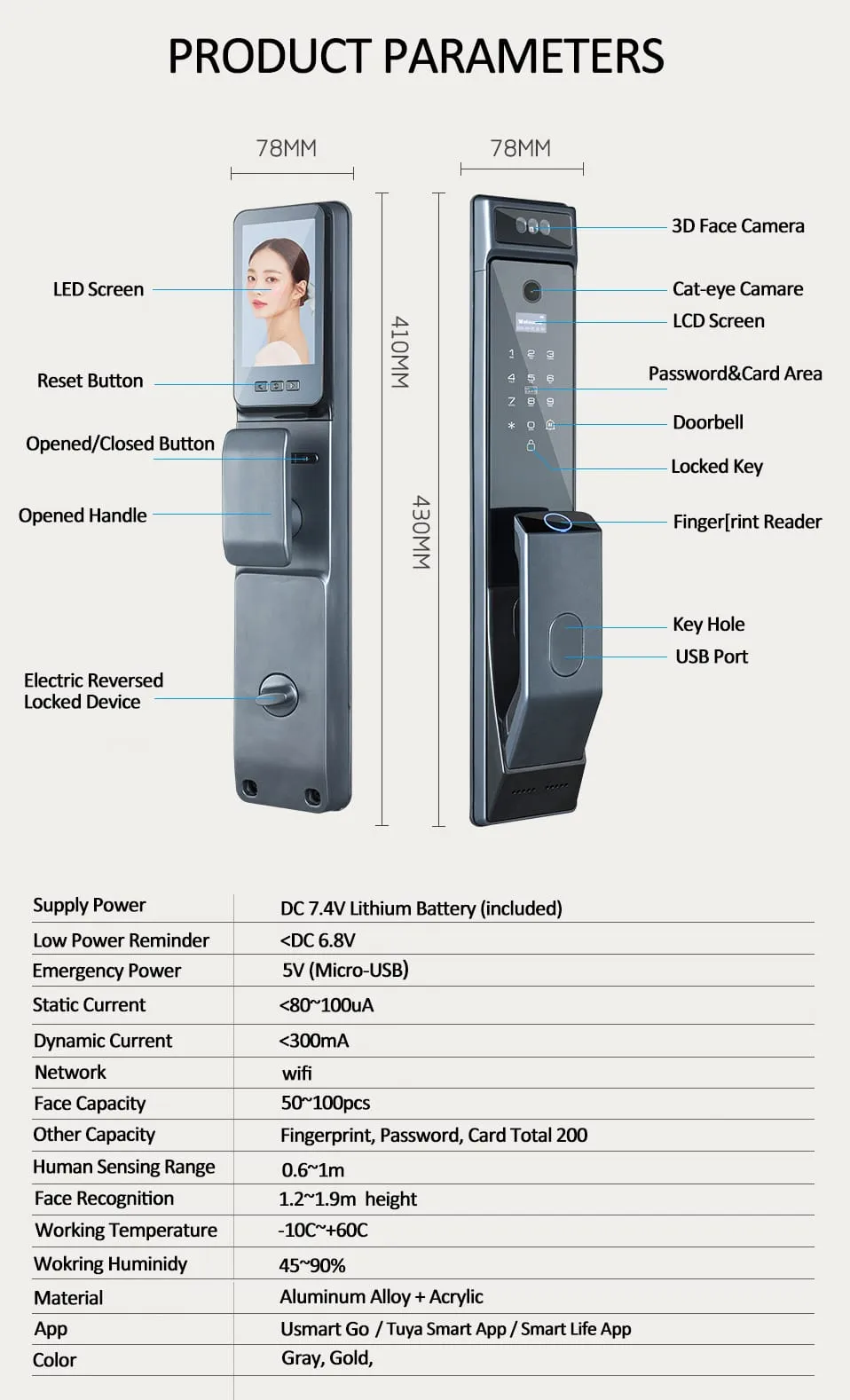 WAFU WF-MY4 3D Visual Peephole Lock —3D face recognition, visual peephole lock | detail image 11