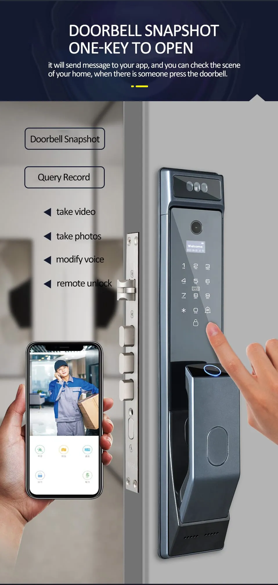 WAFU WF-MY4 3D Visual Peephole Lock —3D face recognition, visual peephole lock | detail image 5