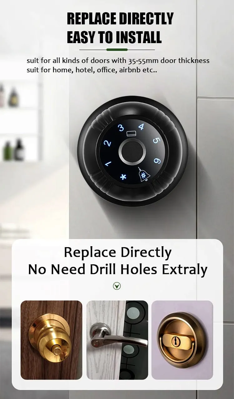 WAFU WF-Q7 Smart Ball Knob Lock —Smart Ball Knob Lock, modern minimalist | detail image 3
