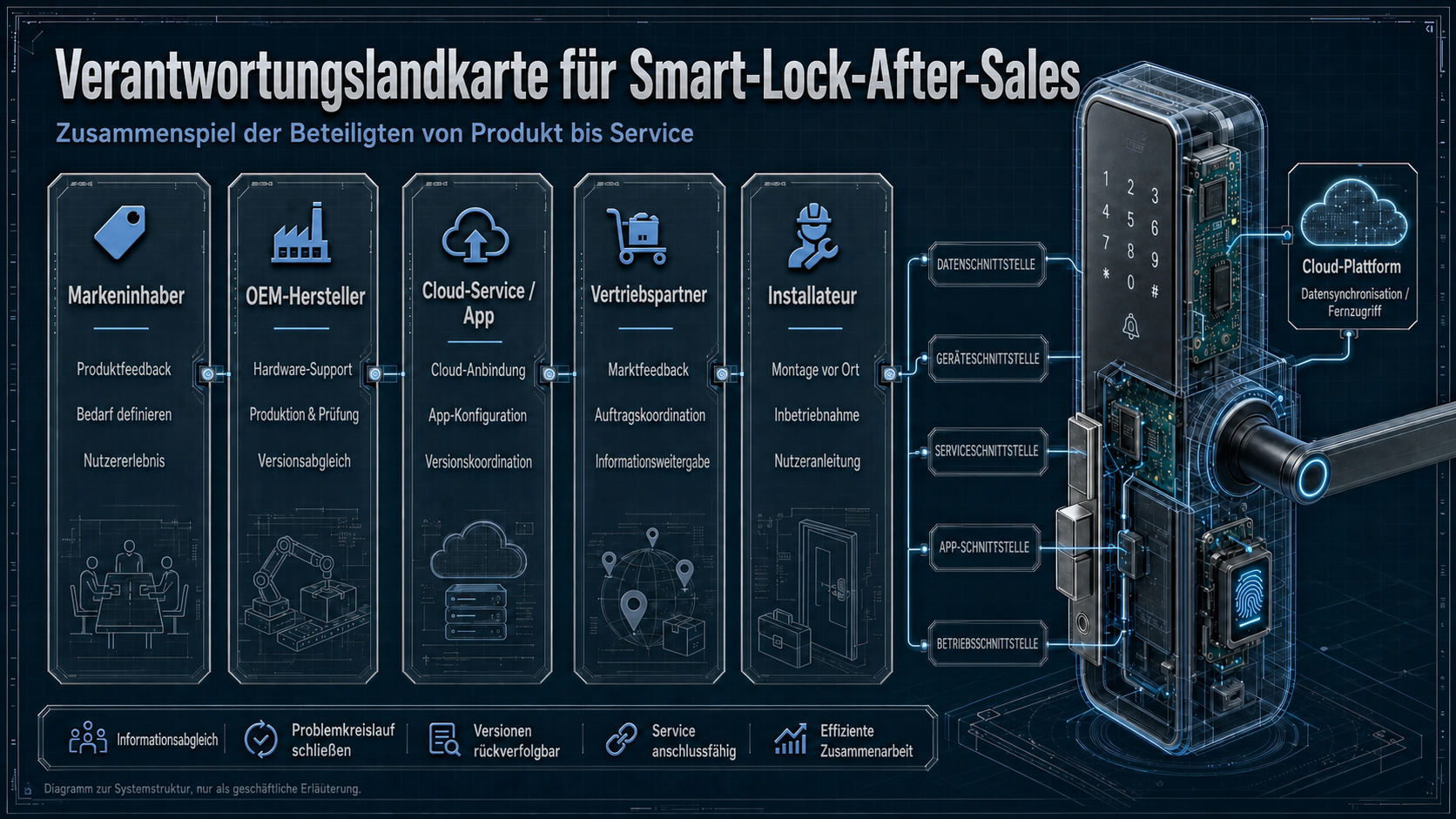 Mappa delle responsabilità per brand, OEM, servizio cloud, distribuzione e installazione