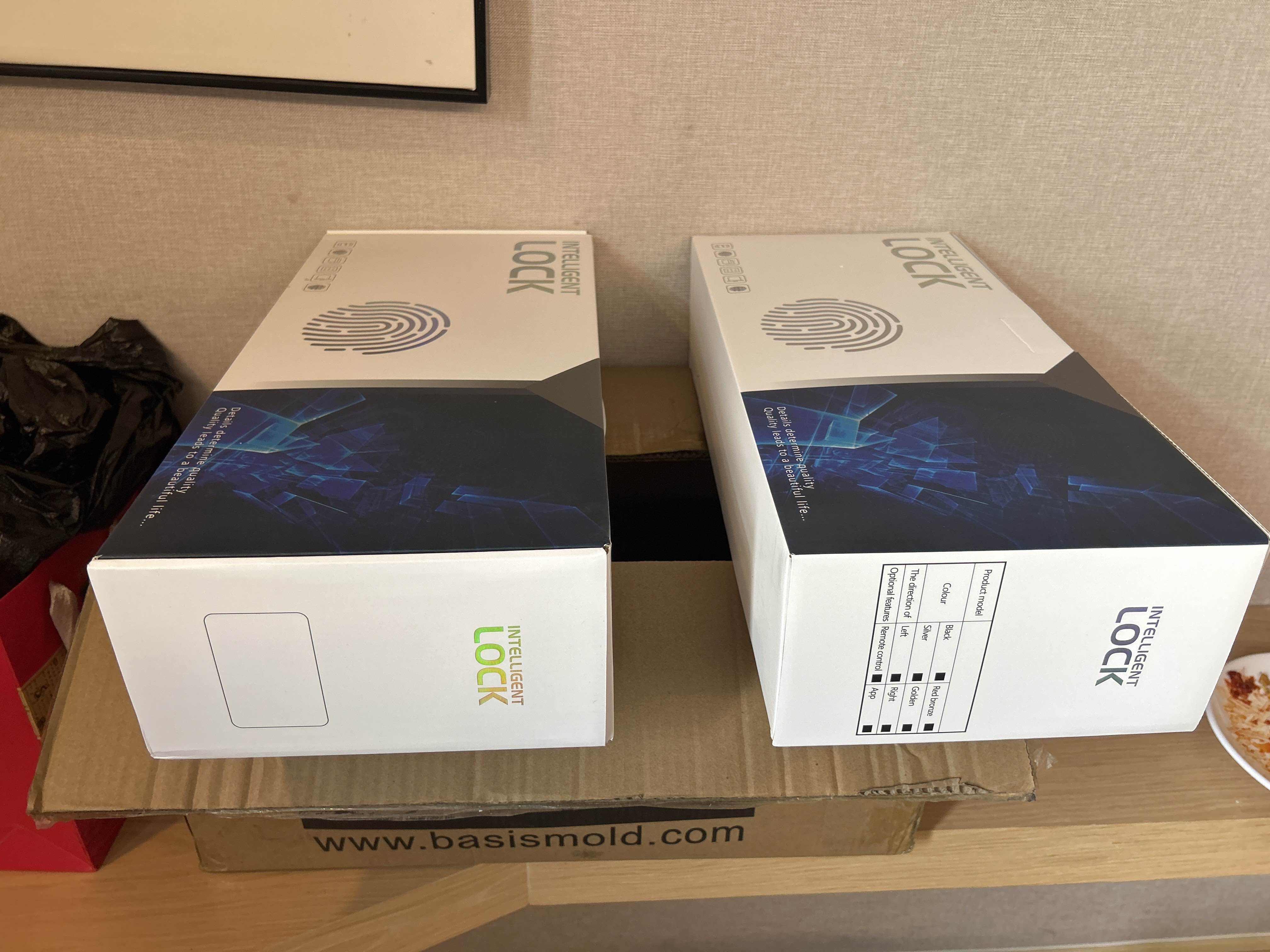 Customer photo: two WAFU smart lock boxes received in shipment